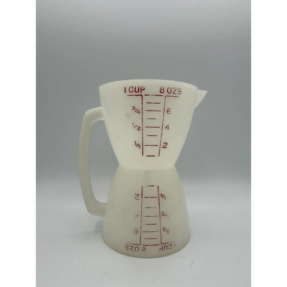 Vintage Tupperware Measuring Cup 860 Two-Sided  Wet‎ Dry 8 Oz 1 Cup Handle